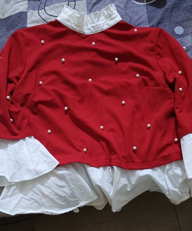 Red Layered Pearl Top