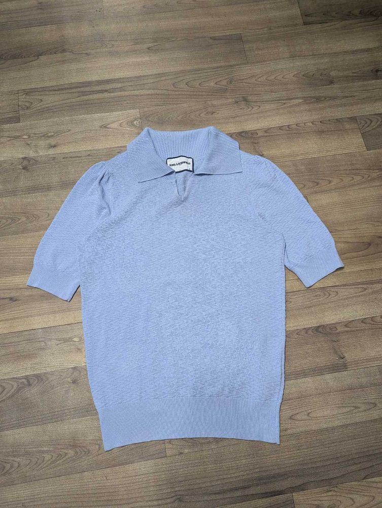 Karl Lagerfeld Light Blue Knit Top