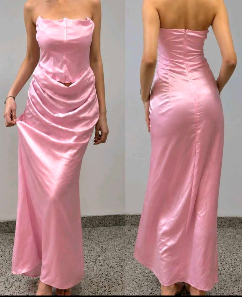 ♡Elegant Pink Satin corset dress