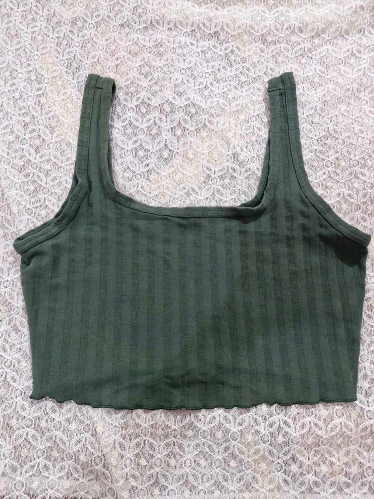 Ribbed Square Neck Crop Tank Top
