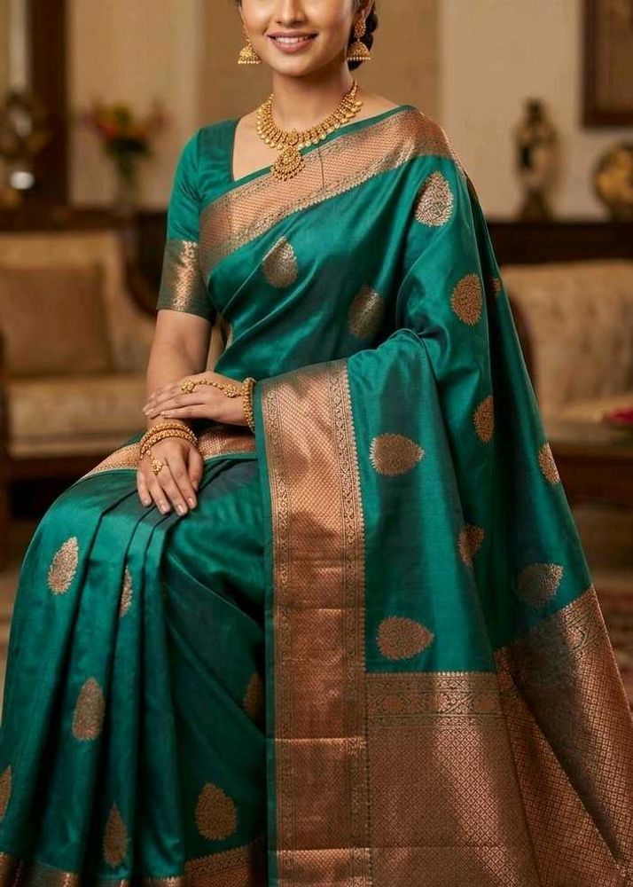 Elegant Teal Banarasi Saree