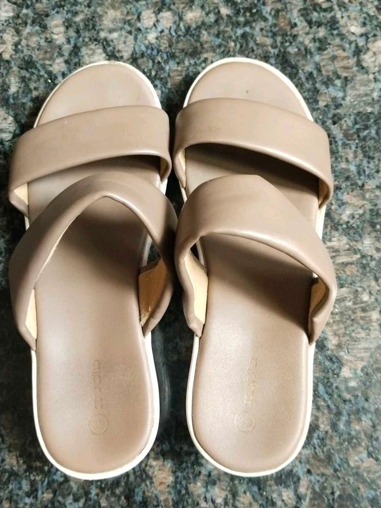 Stylish Taupe Slide Sandals