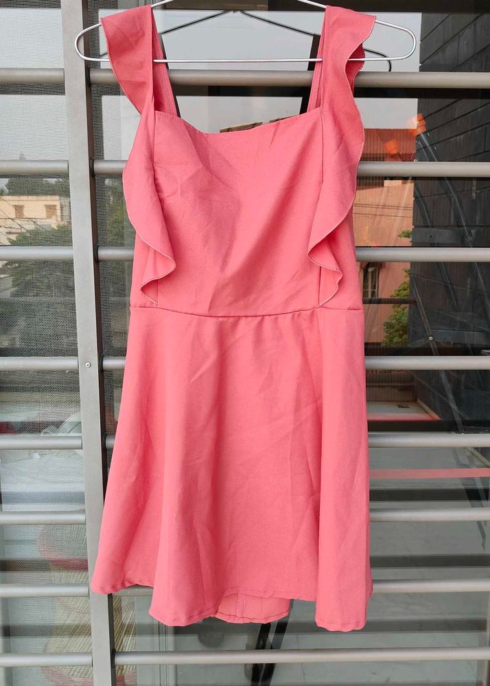 Chic Coral Ruffle Dress