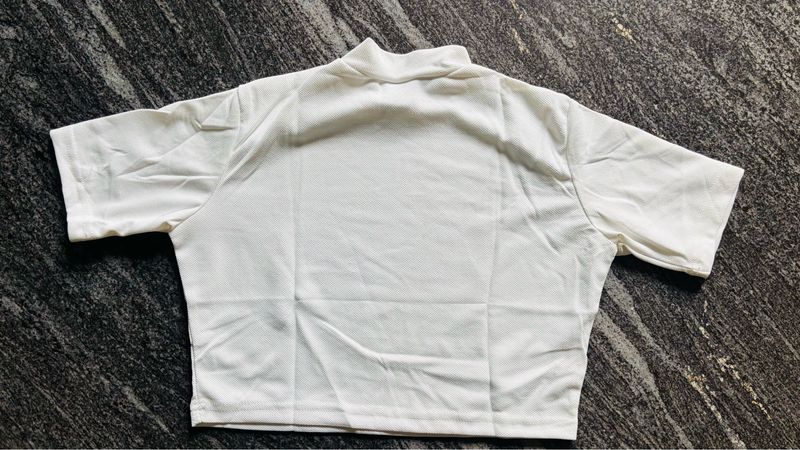 White Mock Neck Crop Top