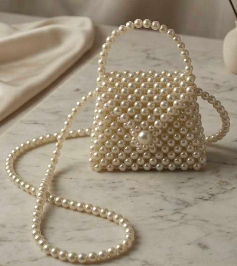 Elegant Pearl Beaded Handbag pack of2