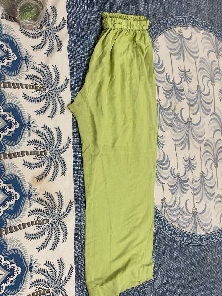 Light Green Relaxed Fit Palazzos