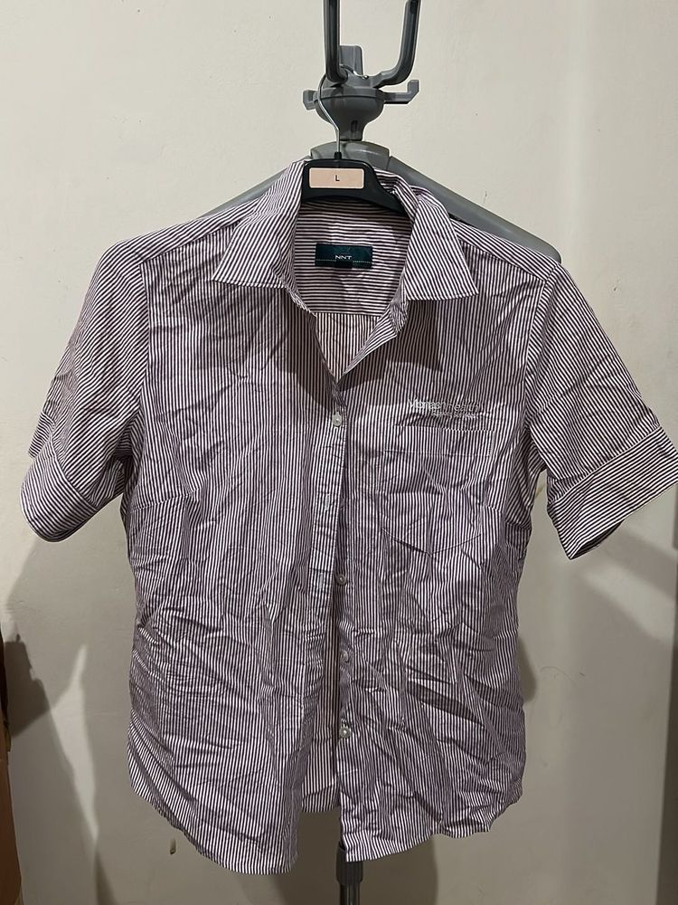 Women Striped Short-Sleeve Shirt