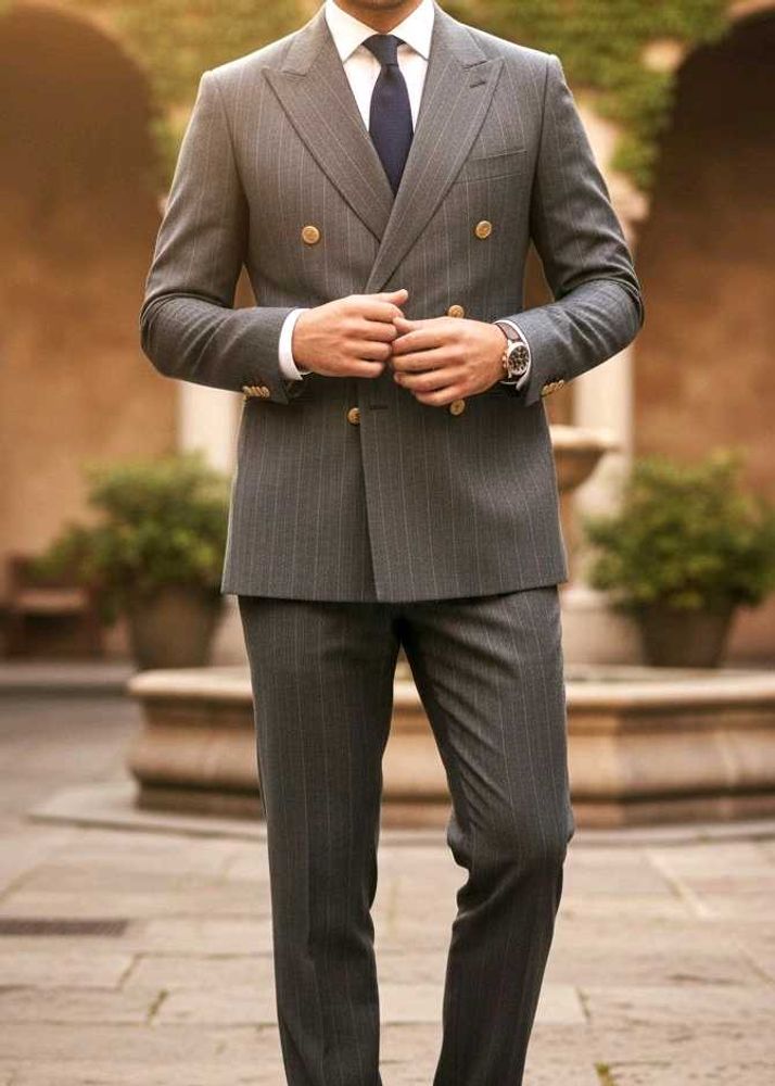 Striped Blazer &amp; Pant, Classic Style Branded Suit
