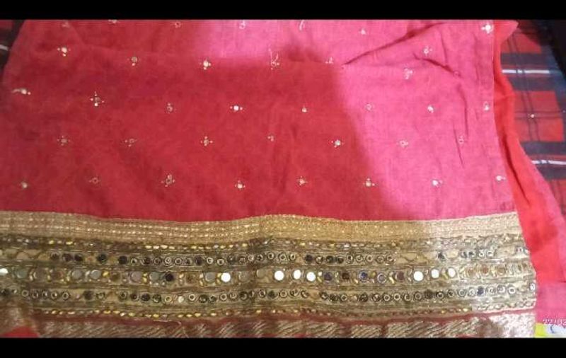 Red Mirror Work Kurti