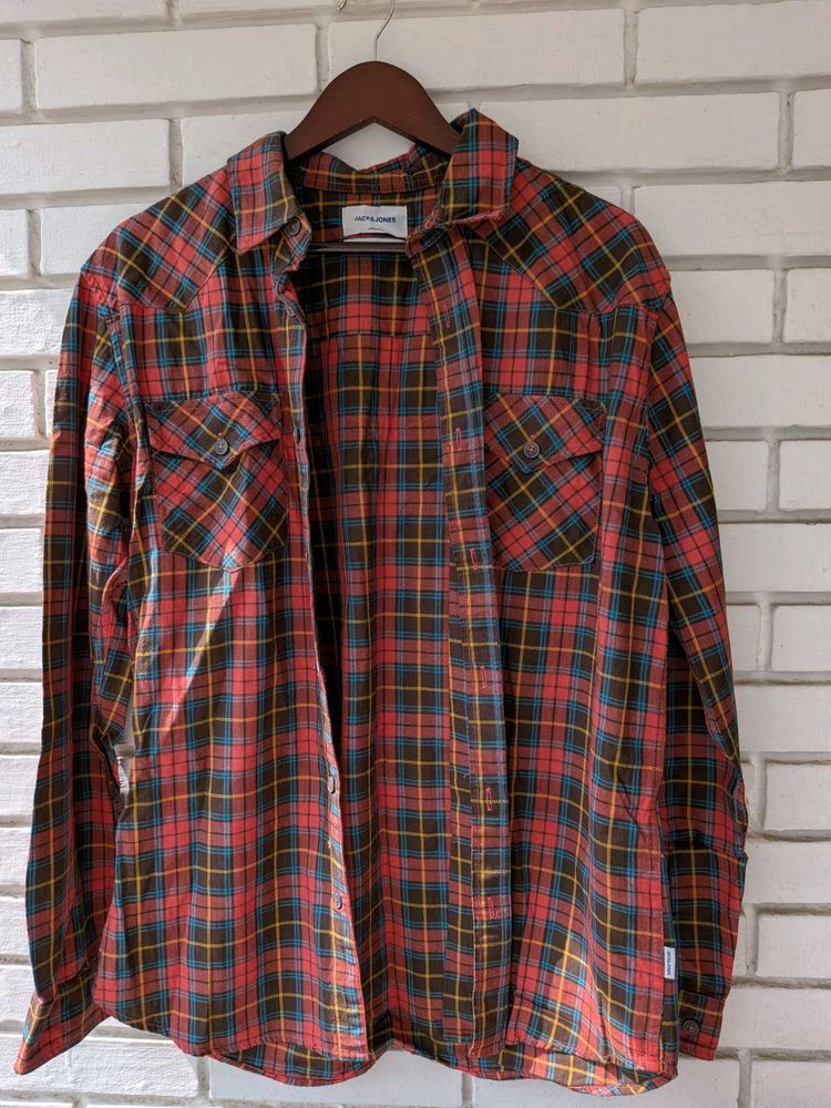 JACK &amp; JONES Plaid Long Sleeve Shirt