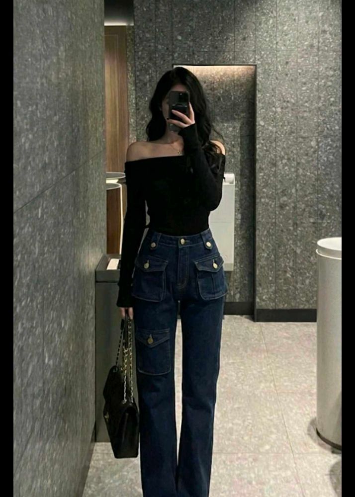 y2k coded Stylish Pocket Detail Jeans🌟🌸