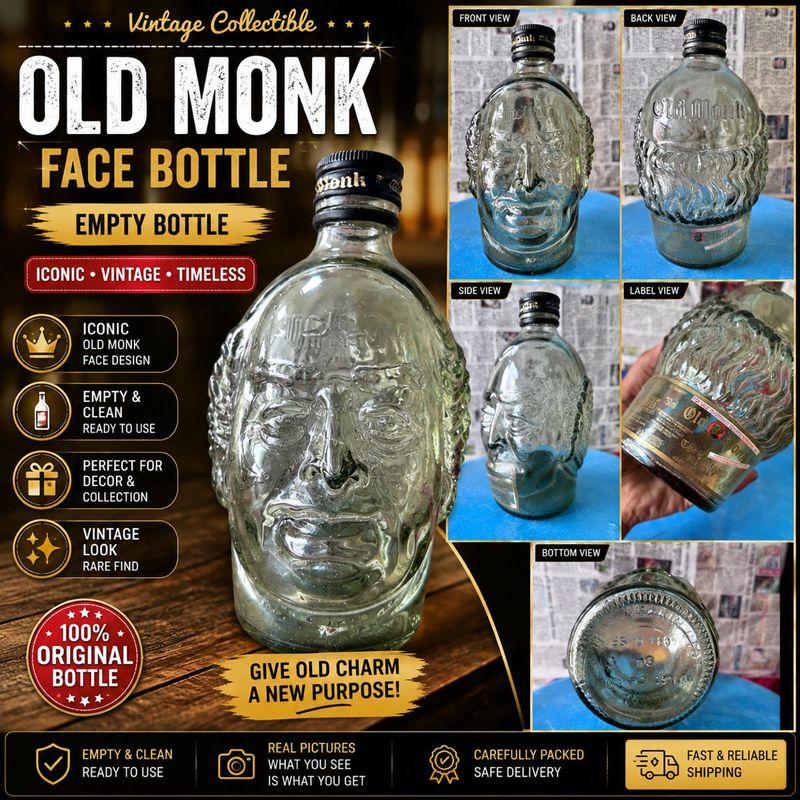 Vintage Old Monk Face Bottle 🍾✨