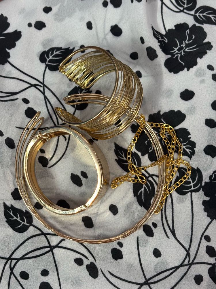 Set of Gold Tone Bracelets and Neck pieces
