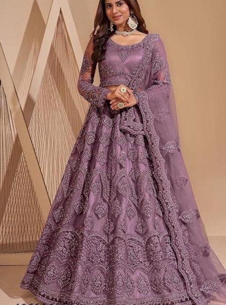 Stunning Lilac Embroidered Lehenga Choli Dupatta