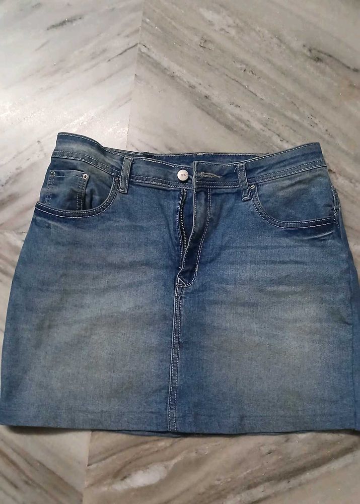 Blue Denim Mini Skirt