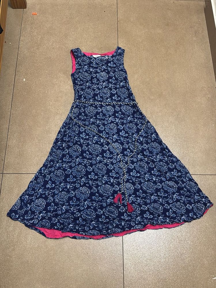 Blue Floral Midi Dress