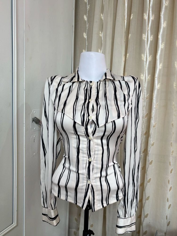 Chic Striped Button-Up Blouse