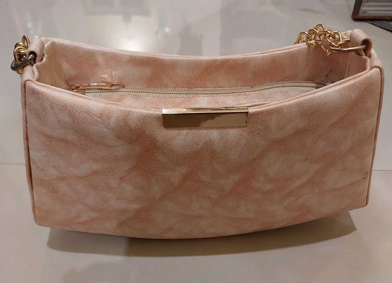Stylish Pink Hobo Bag with Gold Chain