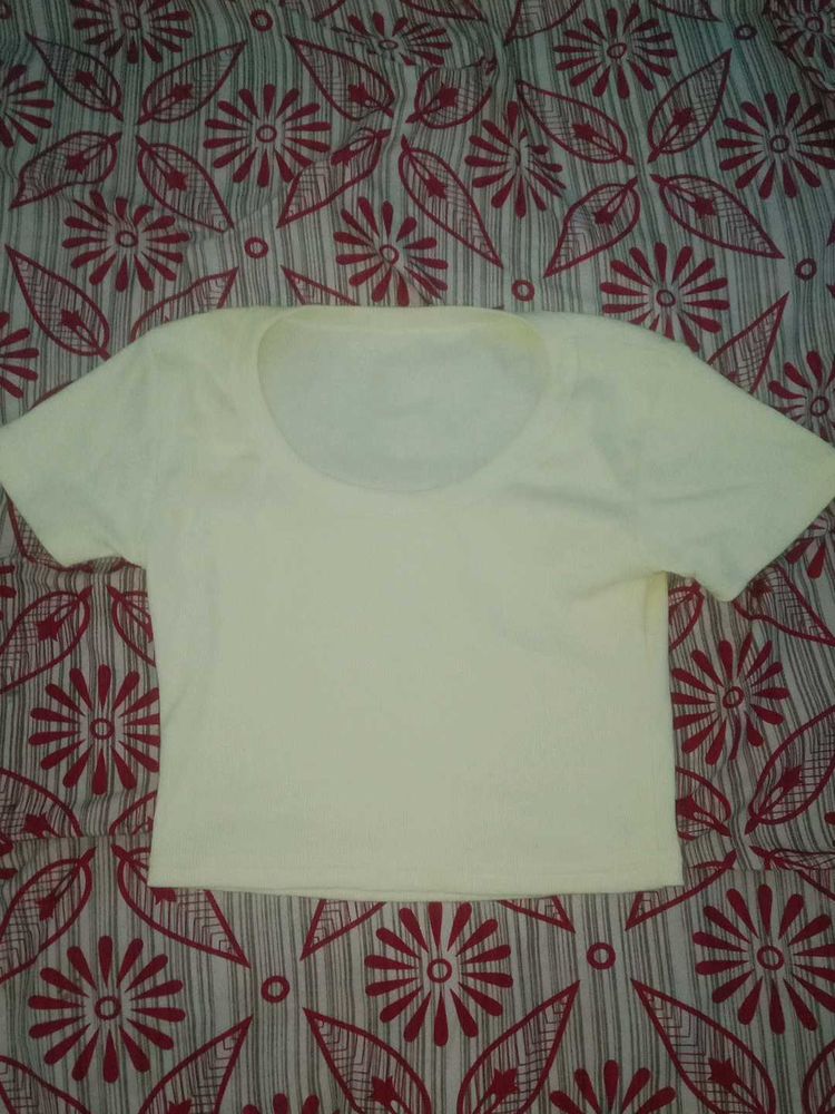 Cream Cropped T-Shirt
