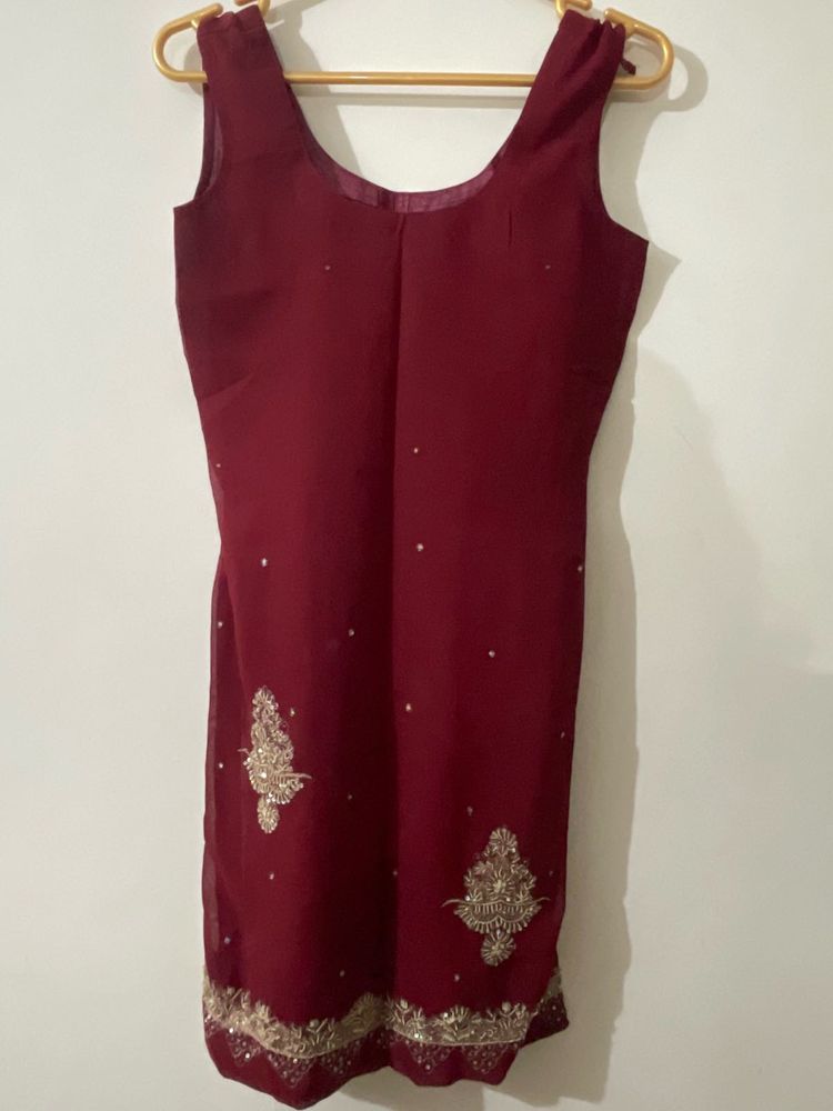 Maroon Kurti &amp; sharara set with dupatta
