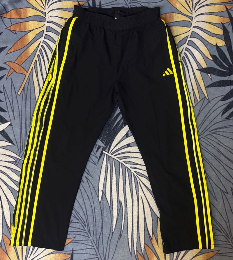 Adidas Track Pants - Black with Yellow Stripes