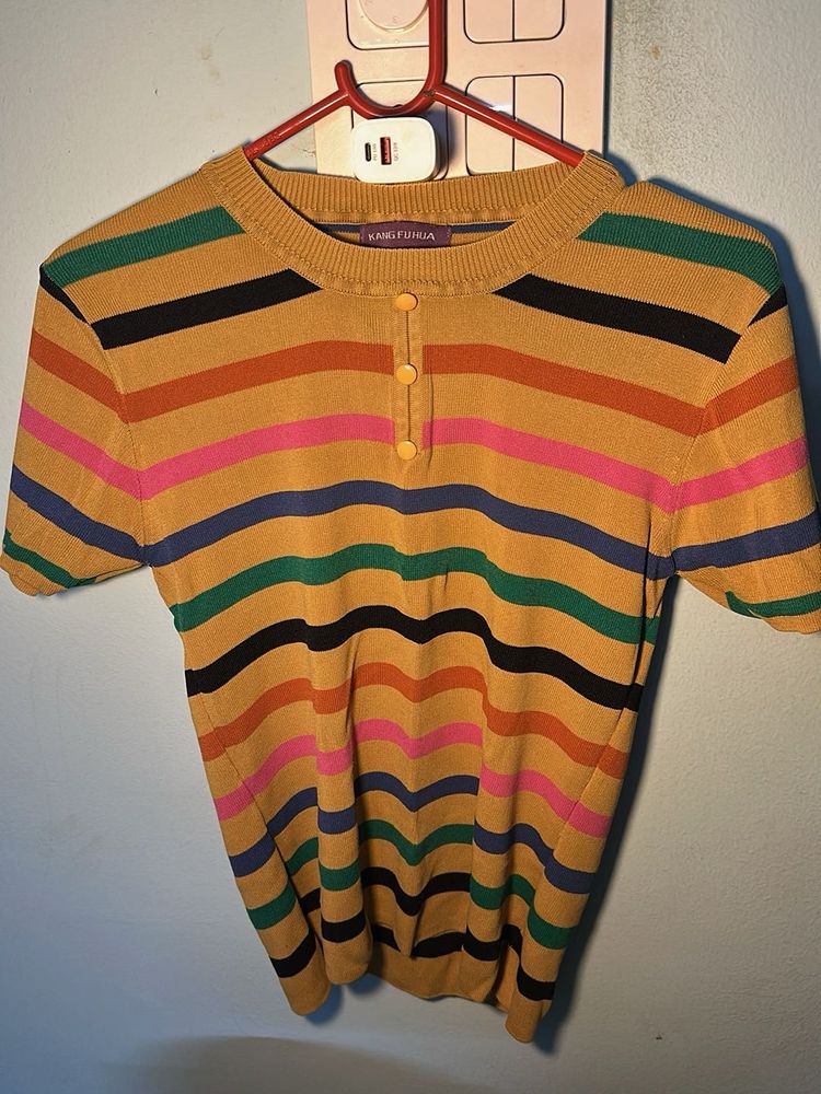 Colorful Striped Knit Top