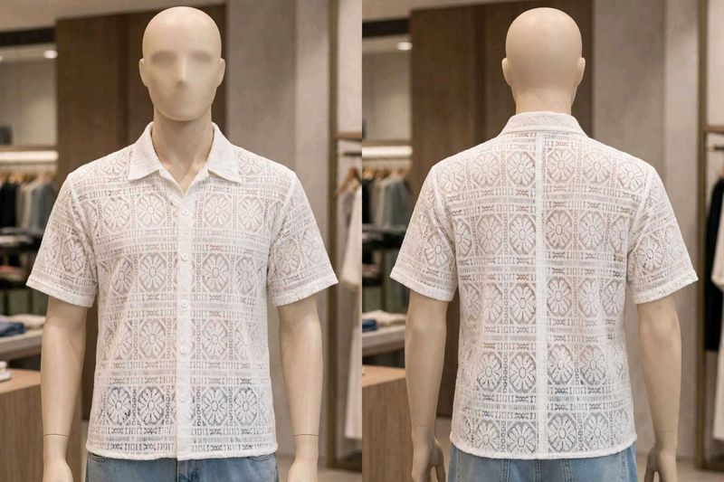 White Lace Short Sleeve Shirt