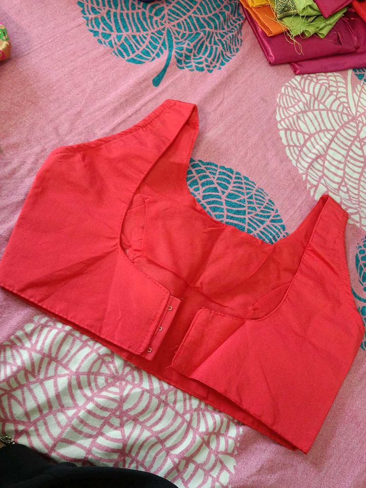 Solid Red Sleeveless Blouse- Pad removed