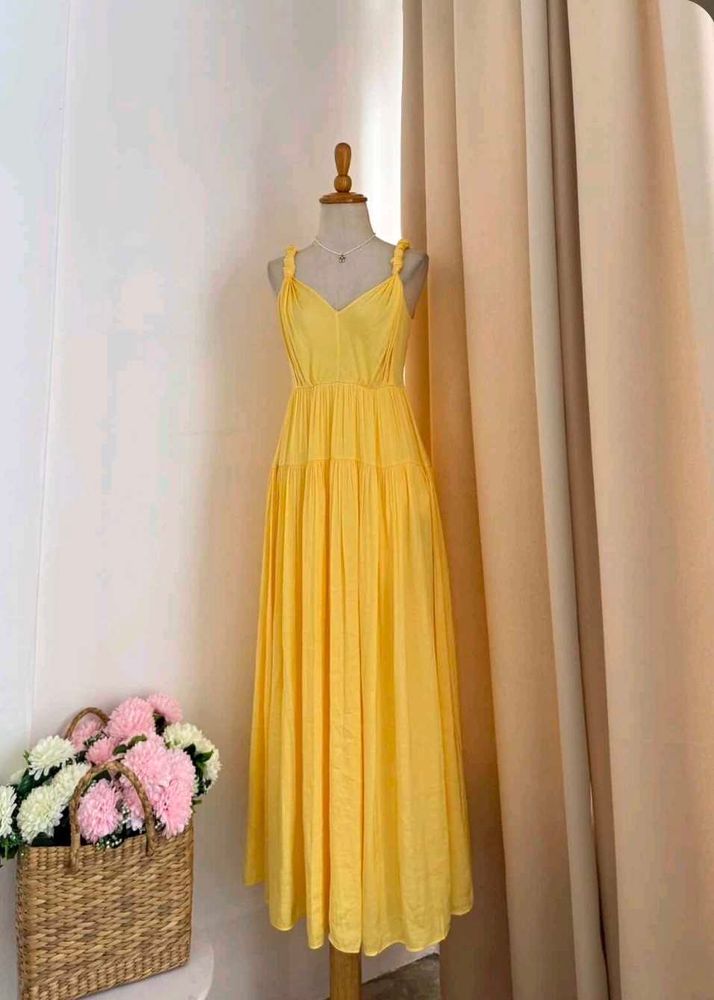 Vibrant Yellow Tiered Maxi Dress