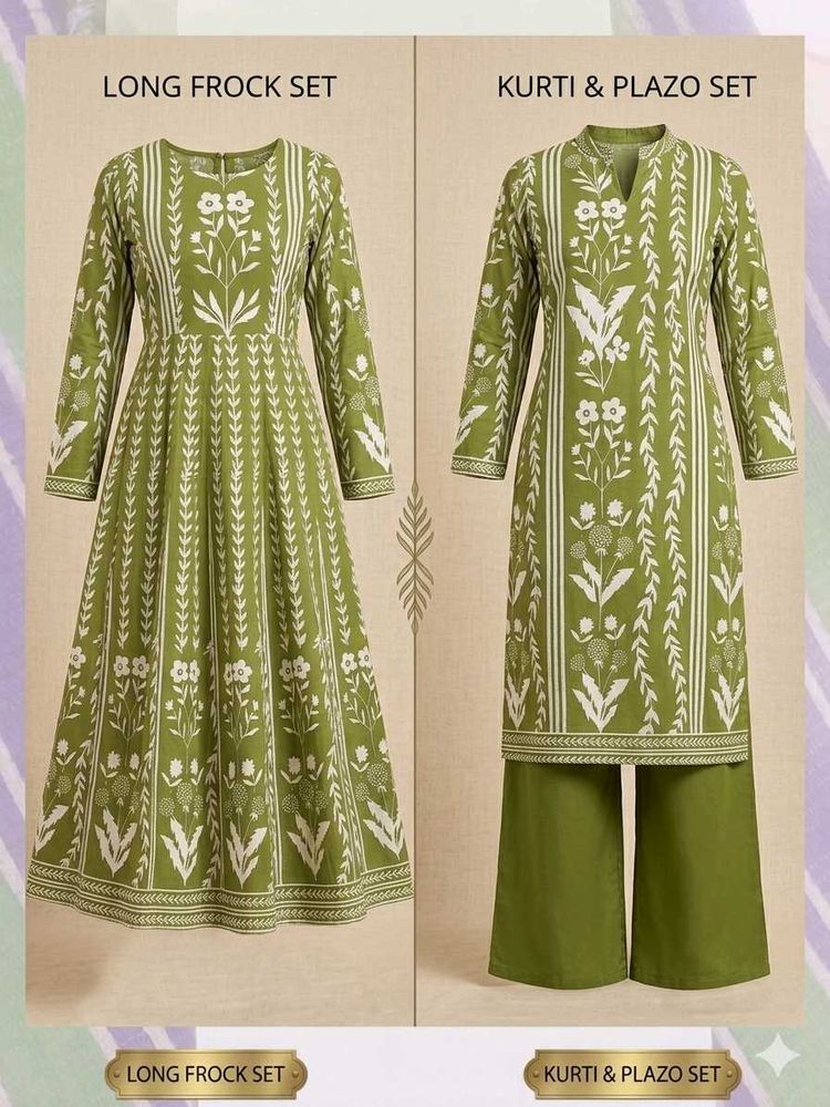 Green Floral Dress Material