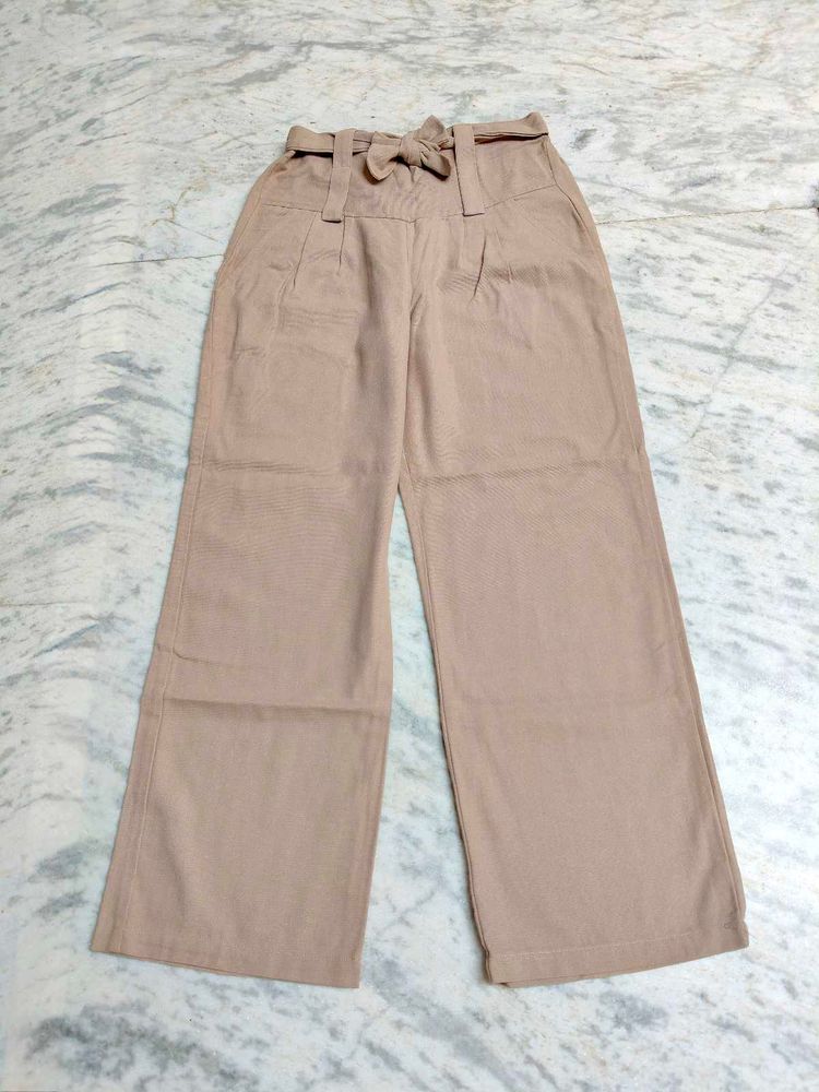 Khaki Brown Straight Pant So Elegant