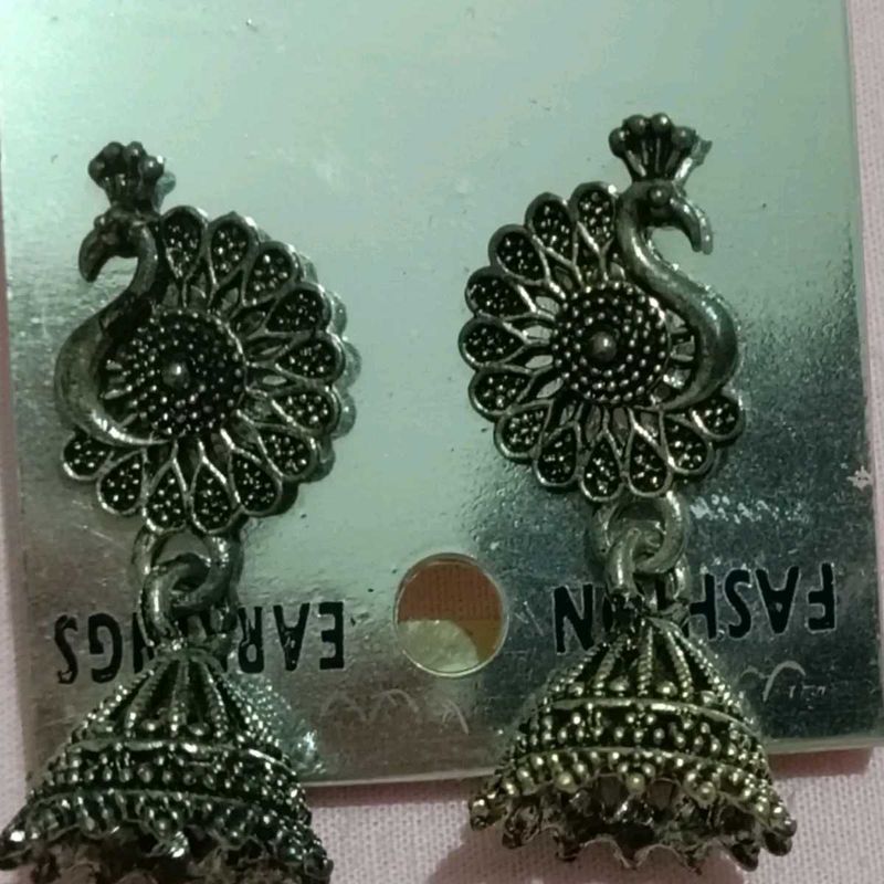 Peacock Design Jhumka Earrings