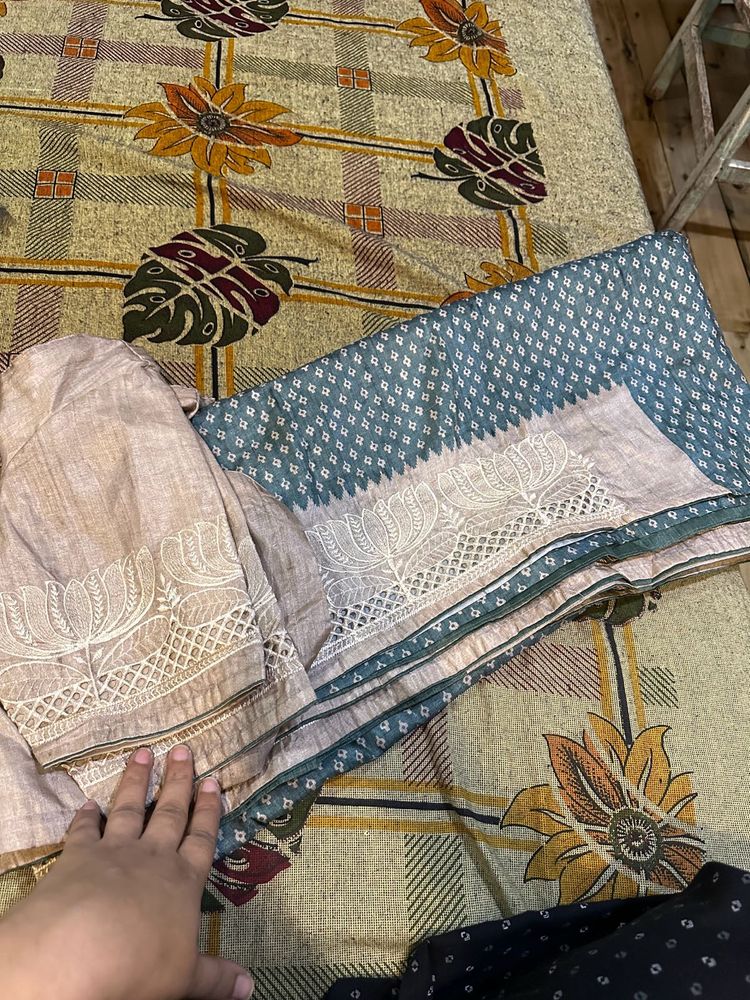 sea green saree with blouse