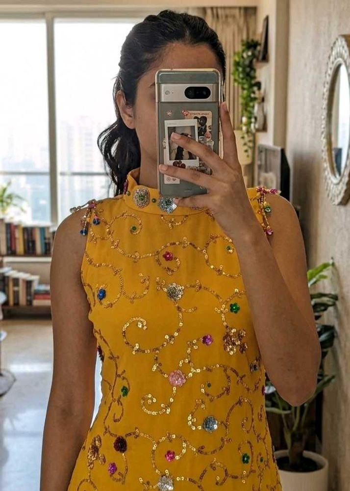 Stunning Yellow Embellished One Piece Gown