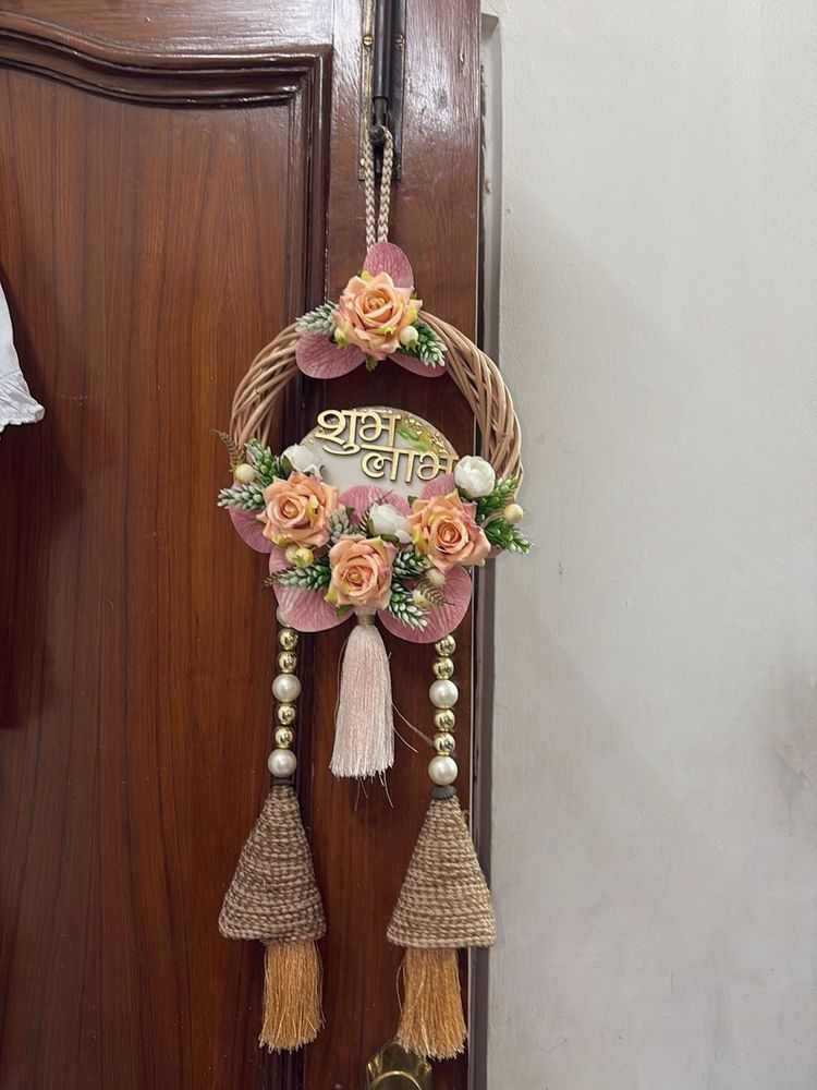 Handmade "Shubh Laabh" Floral Door Hanging