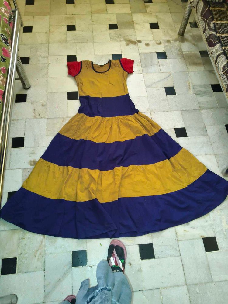 Mustard &amp; Blue Tiered Maxi Dress