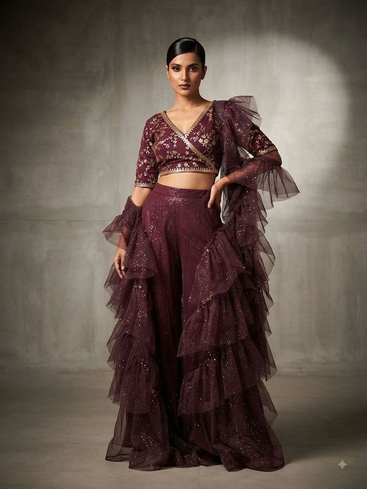Designer Ruffled Lehenga Set