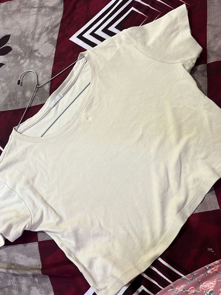 Cream Crew Neck T-Shirt