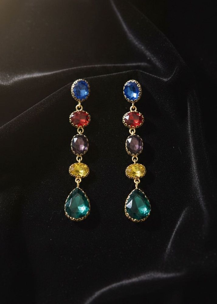 Colorful Gemstone Drop Earrings