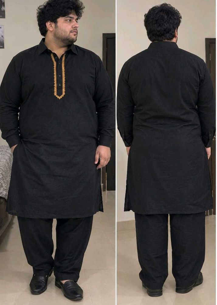 Black Men's Kurta Pajama Set