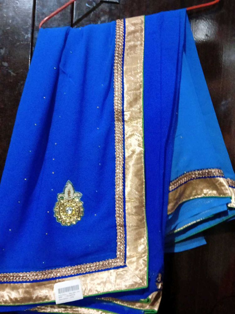 Royal Blue Embellished Saree