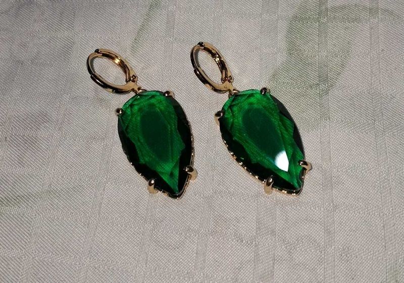 Elegant Green Gemstone Drop Earrings