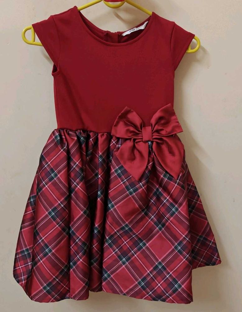 H&amp;M Girls Red Plaid Party Dress