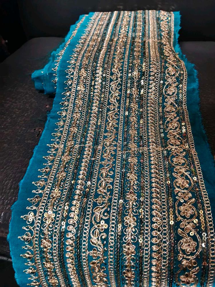 Elegant Teal Sequined Fabric