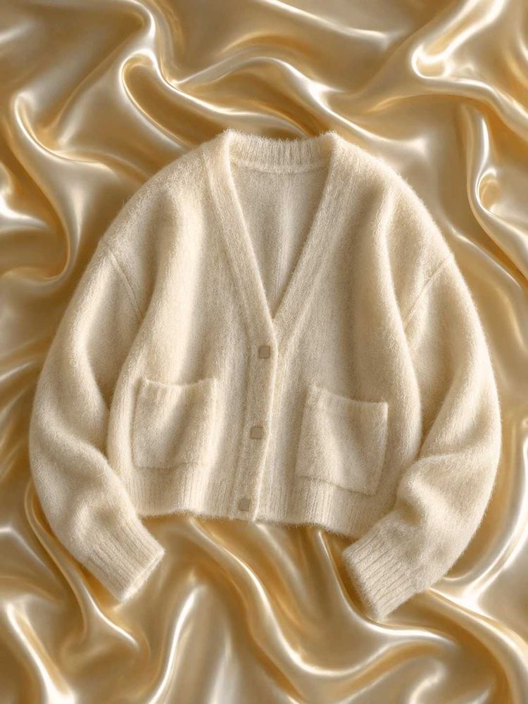 Premium Cozy White Fuzzy Cardigan