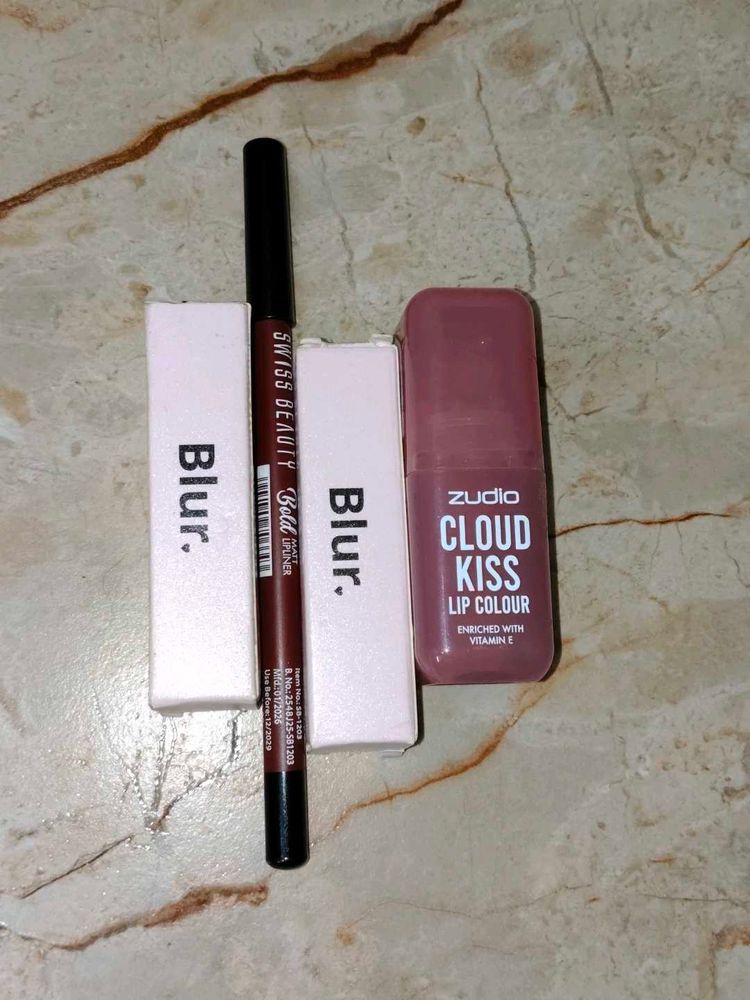 Swiss Beauty lipliner&amp; Zudio matt lipstick,Blur
