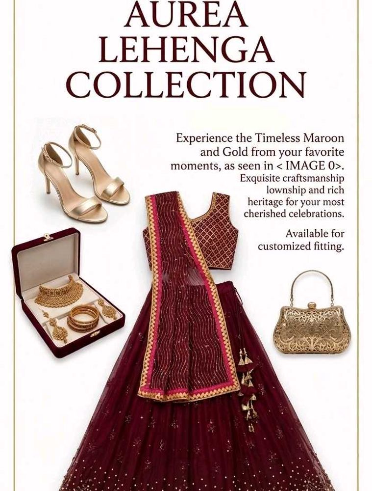 embellished burgundy lehenga set 3 piece