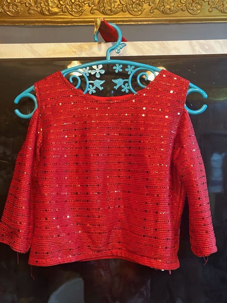 Red Sequin Party Top Use In Navratri