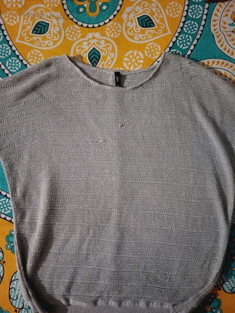 Grey Textured Knit Top