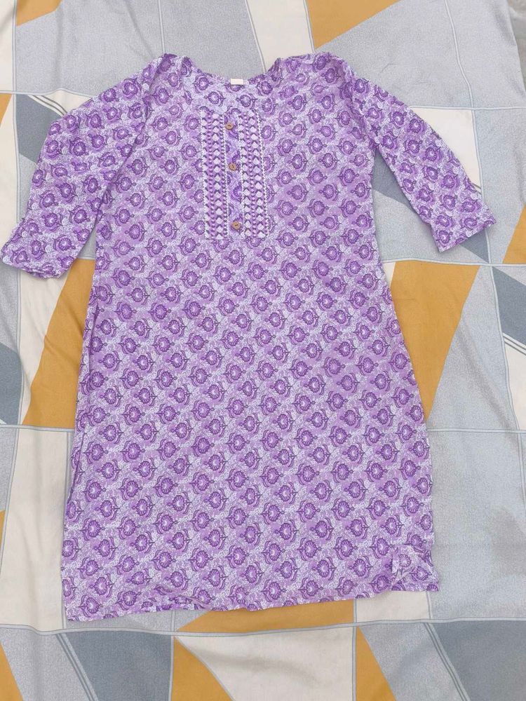 Purple Printed Kurta